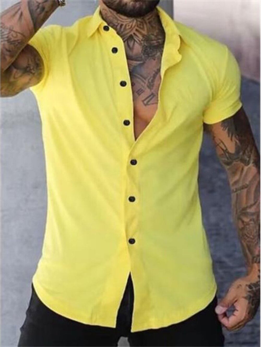Men's Full Size Slim Fit Short Sleeve Button-Down Shirt Plus Size